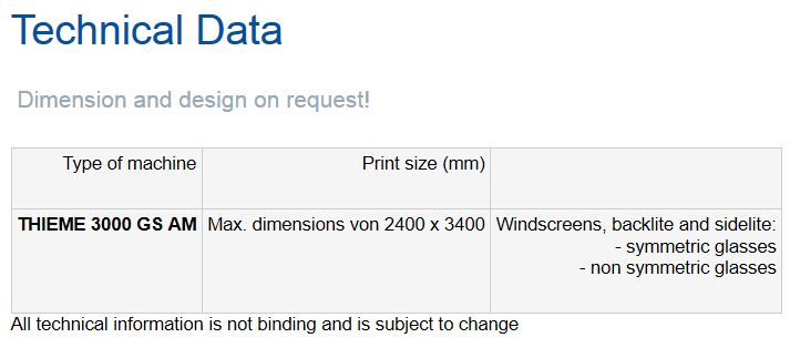 Thieme 3000GS-AM Technical Data