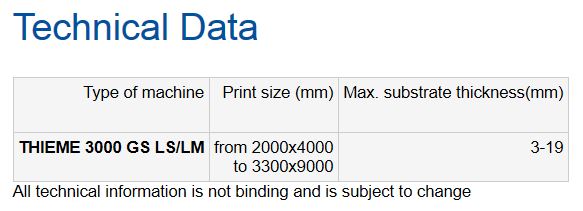 Thieme 3000GS-LS-LM Technical Data